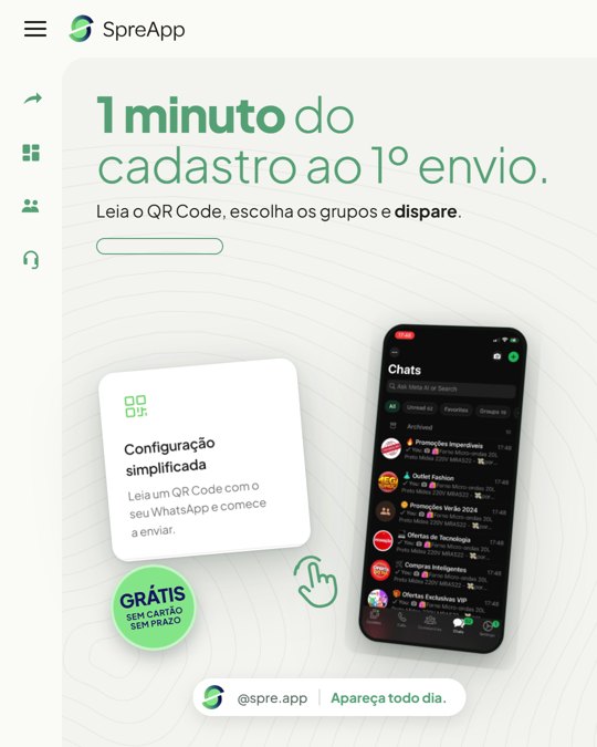 Criativo S3: 1 minuto do cadastro ao 1º envio.