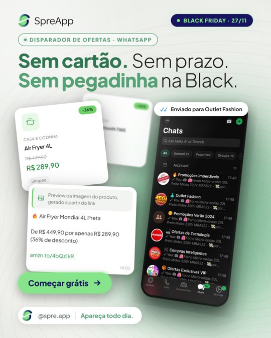 Criativo V04: Sem cartão. Sem prazo. Sem pegadinha na Black.